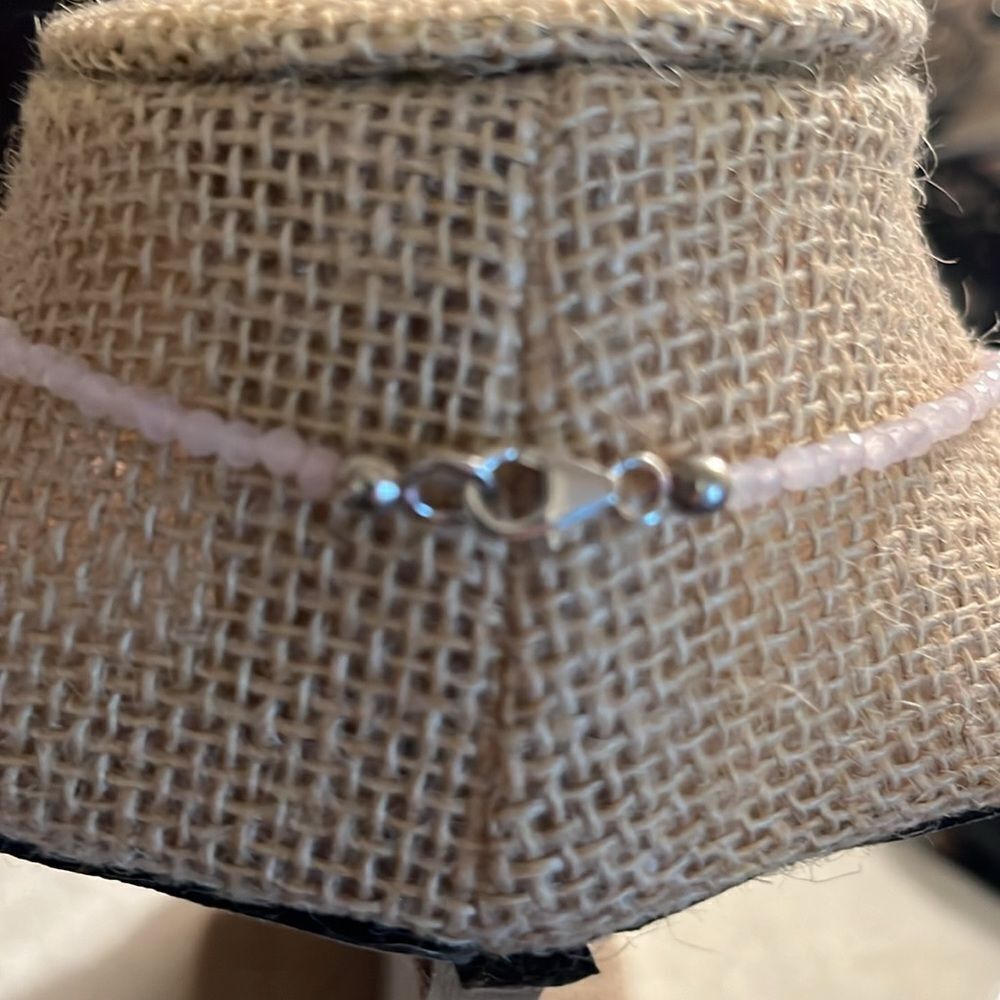 Galilea rose, quartz pendant beaded necklace in rhodium over sterling silver - Picture 8 of 12